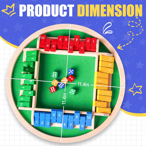 Nicecho Game,2-4 8 Shut The Box Dice Player Family Wooden Board Table Math Games, Dices Classics Tabletop Version Games