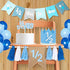 Vnysh 1/2 4PCS 6 Set 1/2 6 Birthday Boy Half Birthday Decorations Blue Month Party with Way to One Banner, Halfway High