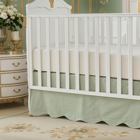 Brandream Scallop Edge Cotton Crib Skirt, Baby Boy, Baby Girl, Gender Neutral Crib Skirt Toddler Bedskirt Farmhouse