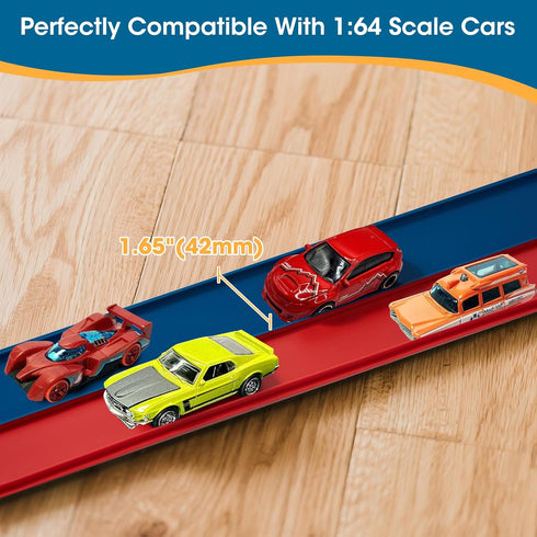Criez 15 2 1/64 Ft Flexible Race Track for Kids with Toy Cars, Safe US-Certified PVC Car Track Withstands Repeated