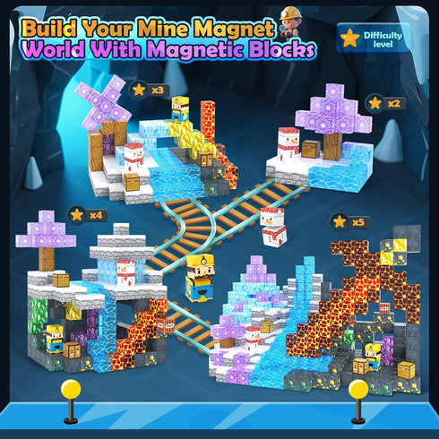 100PCS 3 4 5 6 7 8-12 Large Magnetic Blocks-Build Mine Magnet World Ice Mine Sword Toddlers Toys for Kids Magnet