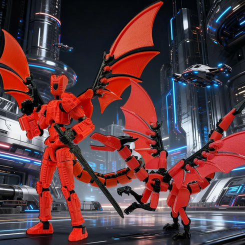 KAMOVNY T13 3D Assembled Printed Action Figure Robot Toy, Multi-Jointed Movable Model with Dragon & Weapons, for Gamers