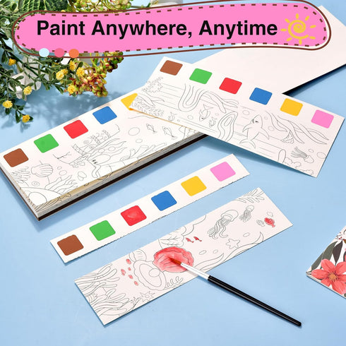 Cavnewt 4Pack Set Set Mini Paint Pads, Watercolor Paint Pad, Pocket Watercolor Painting Book, Mess Free Water Color