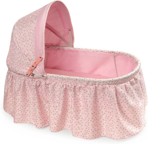 Badger Basket Foldable Doll Rocking Bed with Hood for 22 inch Dolls - Pink/Rosebud