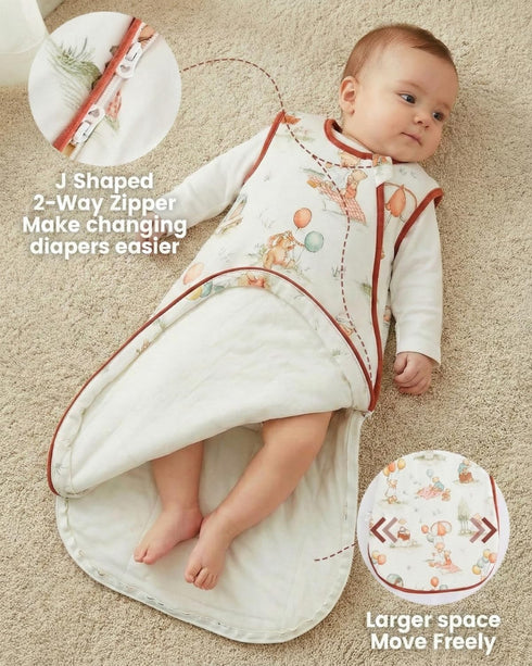 2-Way 0-24 JiAmy Baby Sleep Sack Wearable Blanket, Cotton Baby Sleeping Bag with J-Shaped Zipper for Infant Toddler