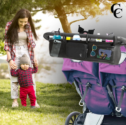 Cozee & Co. GT2 Double Stroller Organizer for Bob Duallie and Baby Jogger City Mini - Double Parent Stroller Caddy