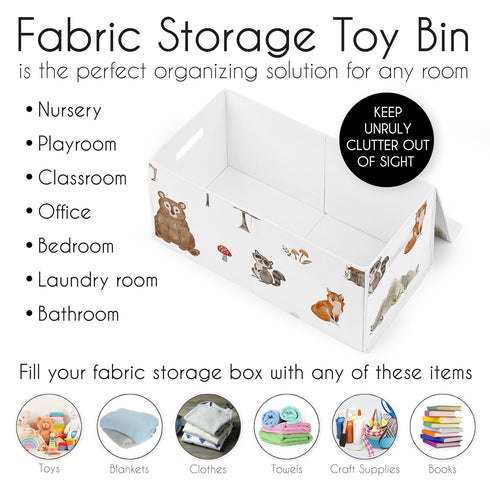 Sweet Jojo Designs Woodland Forest Animals Boy Girl Gender Neutral Unisex Collapsible Toy Storage Box Chest Organizer