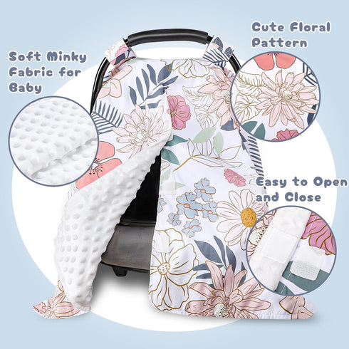 Car Seat Cover Baby, Infant Car Seat Canopy Covers for Newborn Girls Boys,Stretchy Nursing Pillow Cover Removable