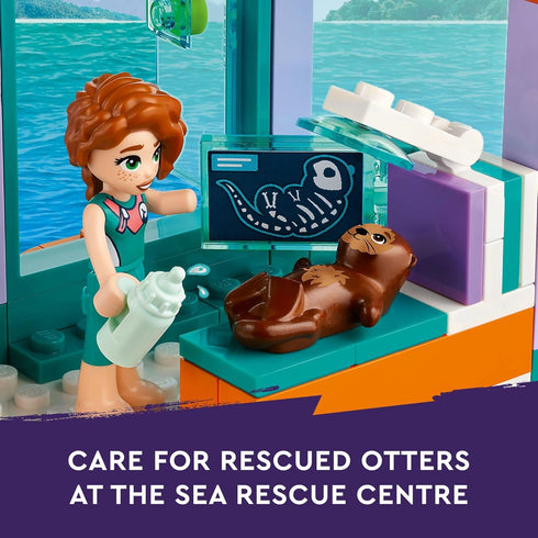 LEGO Friends Sea Rescue Center 41736 Building Toy with 3 Mini-Dolls, 2 Otters, Seahorse, Turtle, Water Scooter