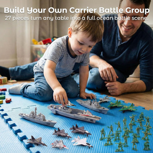 3 27PCS Set, Set otters Aircraft Carrier Toy Army Men Military Battle Group Plastic Military Toy Aircraft Carrier