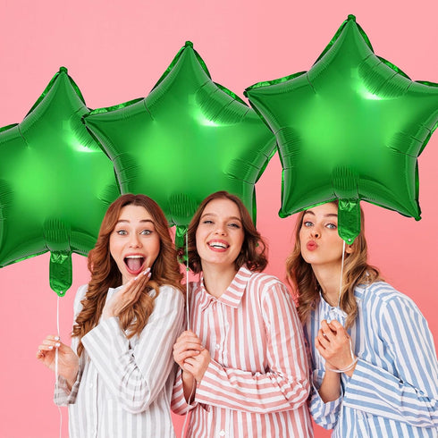 KALOR 18 Inch Green Star Mylar Balloons, 10 Pcs Star Shape Foil Helium Balloons for Wedding, Baby Shower, Birthday Party