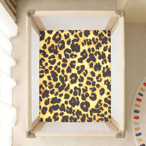 Bseiialft 52 28 Brown Black Cheetah Leopard Print Crib Sheets for Boys Girls Soft and Breathable Cotton Baby Sheets
