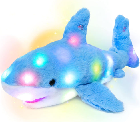 Hopearl LED Plush Shark Lighting Up Stuffed Animal Floppy Night Lights Glow