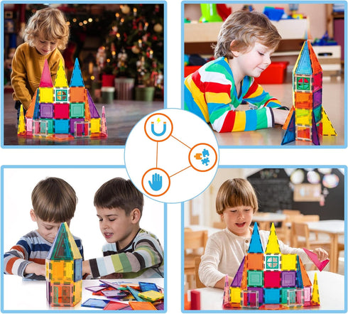 Magnetic Tile Rocket Set 36 Piece Construction Toy, PicassoTiles Magnet Building Block Engineering STEM Learning