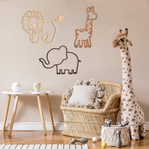 3 Yulejo Pieces Nursery Wall Decor Jungle Theme Nursery Decoration Wooden Woodland Safari Animal Wall Decor with Glue