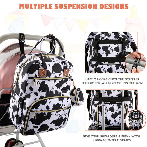 Backpack, Backpack Tenot Baby Diaper Bag Travel Diaper Bags for Baby Girl Boy Large Capacity Baby Bag for Women Cow