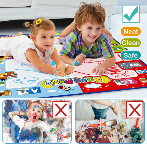 Jasonwell Aqua Water Doodle Mat 31 X 31 Inches, Extra Large Magic Drawing Mat, Educational Gifts for Kids Age 2-8