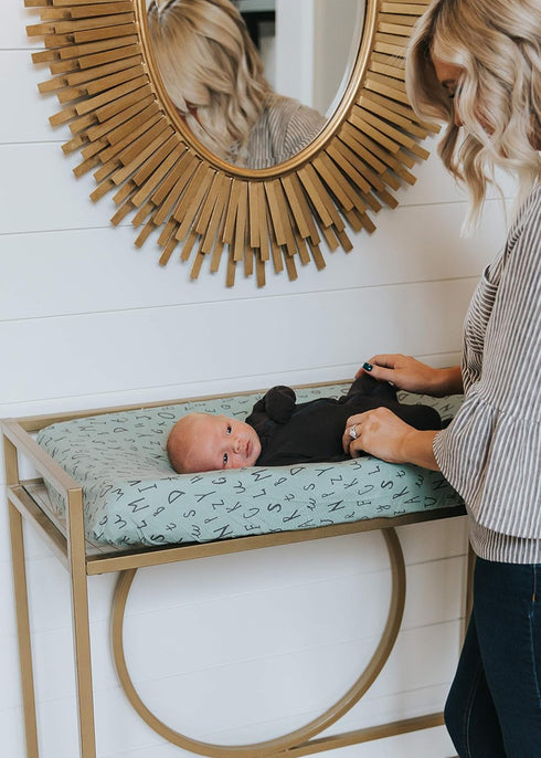 Soft Knit Diaper Changing Pad Cover in Poe by Copper Pearl