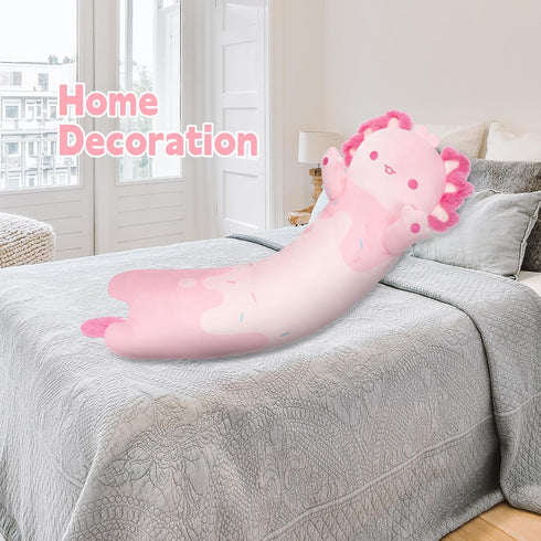 Long Axolotl Plush Pink Body Pillow - 44” Cute Axolotl Stuffed Animals Kawaii Soft Plushies, Gift for Girls Boys