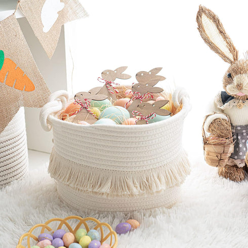 9.5'' 7'' inches CherryNow Small Woven Storage Baskets, x Cotton Rope Decorative Hamper for Diaper, Blankets, Magazine