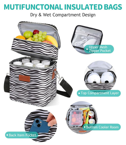 Pack, 6 9 Oz, PIIOSER Breastmilk Cooler Bag with Ice Fits Baby Bottles Up to Stylish Baby Cooler Travel Bags