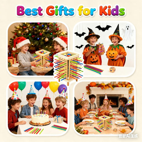 Pichoi 3-8, Montessori Game Wooden Board Game - Multiplayer Family Travel Game - Math Educational Fine Motor Skills Toy