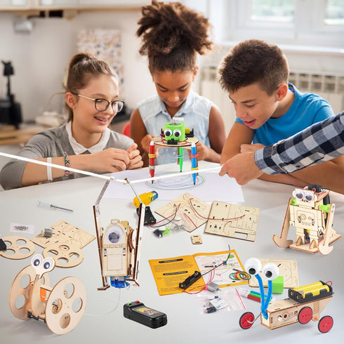 STEM Kits for Kids Ages 5-12, Robot Building Crafts Kit, 3D Wooden Puzzles, Woodworking Model Toys