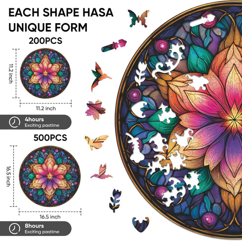 500 Pieces,16.5x16.5 inch Ixfyloop Wooden Puzzles for Adults Wooden Puzzles, Mandala Puzzle Wood Jigsaw Puzzles Unique