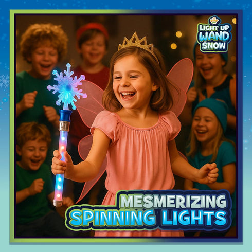 IPIDIPI TOYS Snowflake Wand - Spinning Light Up Magic Wand for Kids, Princess Fairy, Easter Basket Stuffers, Gifts for
