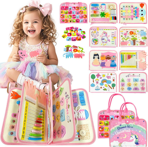 Aurasys Toddler Busy Board Montessori Toys for Girl Birthday Gift,Educational Learning Sensory