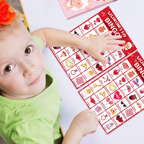 Valentines Day Large Size Bingo Game Card for Kids/Adults - 24 Players, Valentine Party Favor