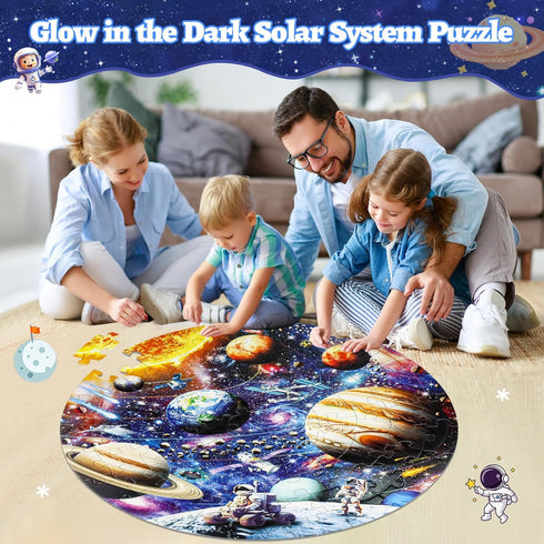 Glow in The Dark Solar System Jigsaw Puzzles, 70 Pieces for Kids Ages 4-8, Educational Floor Puzzle Toys