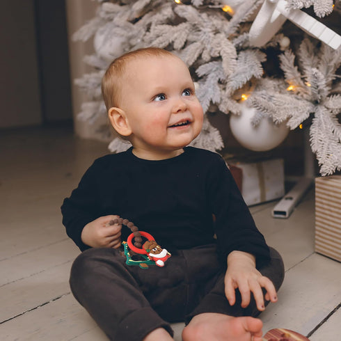 Christmas Baby Silicone Teether Christmas Tree and Bear Teething Ring Christmas Teething Toys Toddler Teething Chew
