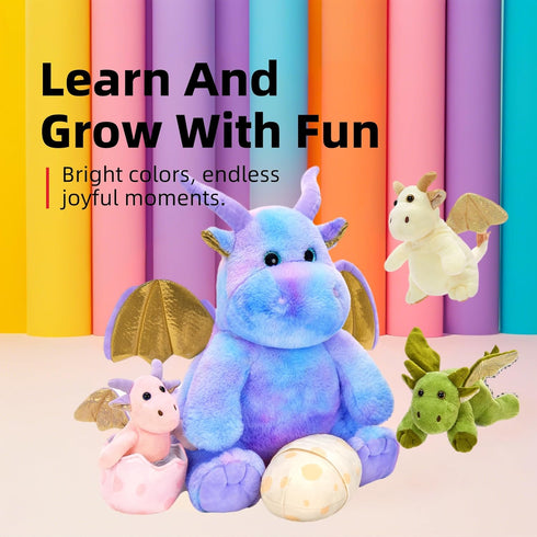 Animal,6 Mommy 3 Tezituor Purple Stuffed Dinosaur for Girls,Cute Dragon Stuffed Pcs Dino Plush Toy with Baby