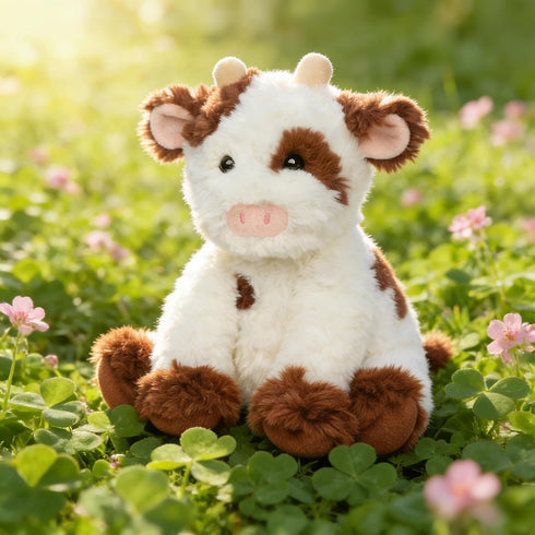9'' Hopearl Adorable Plush Cow Toy Floppy Dairy Cattle Soft Stuffed Animal Cute Birthday Gifts for Boys Girls Kids