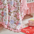 3 Set Pieces Flowers Crib Bedding Baby Ruffled Quilted Comforter with Fitted Sheet and Bed Skirt - Cute Ruffled Shabby