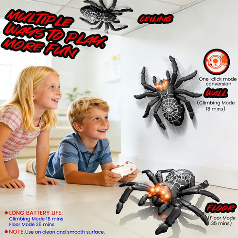 Walls&Ceilings|360Stunts, 2.4GHz 3-12 Wall Climbing Remote Control Spider Robot Toys, Climbs Remote|Gifts for Kids Year