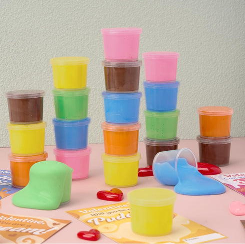 30 Packs 6 JOYIN Valentines Day Cards with Butter Slime, Colors Slime Party Favors, Stress Relief Fidget Toys and Gift