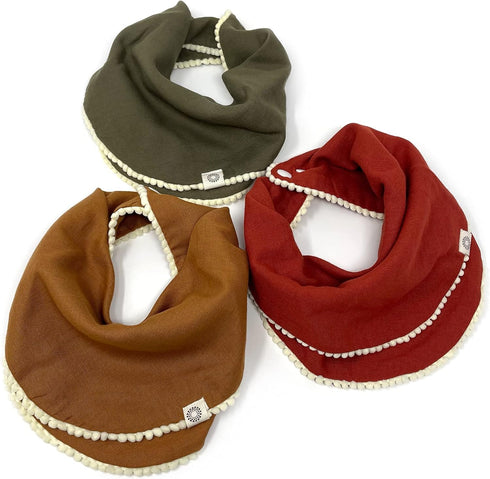 4-Way 8 Kishu Baby Indi - Fairtrade Organic Baby Bibs for Girls or Boys - Rounded, Reversible, Layer Muslin Drool Bibs