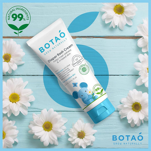 2.5Oz (2 Pack) BOTAO Baby's Natural Diaper Cream | Organic Diaper Cream EWG Verified | Naturally Soothes Baby Rashes |