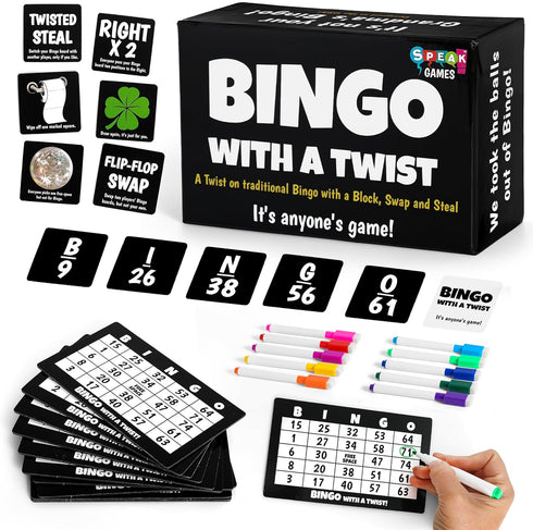 Bingo with a Twist Party Game, Bingo with Action Cards, Fun Twist,