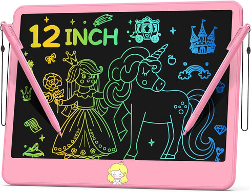 LCD Writing Tablet for Kids 12 Inch, Erasable Doodle Board for Girls Boys, Travel Essentials for Ages 3-8