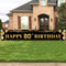 Large Black and Gold Happy 80th Birthday Decoration Banner, 80th Birthday Party Supplies (9.8x1.6ft)