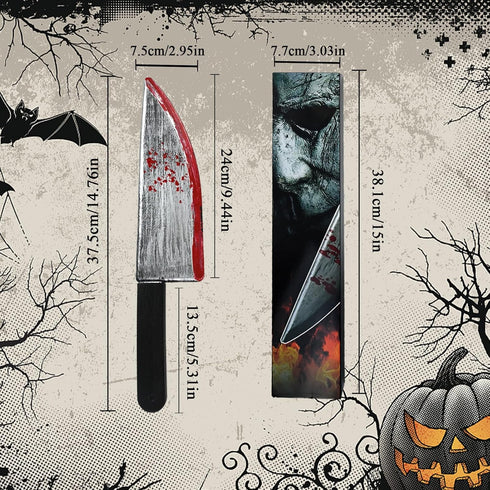 knife prop Halloween Butcher Fake Knife 2Pack, Classic knife Horror Movie Cosplay Rubber Props for Halloween by Myersmas