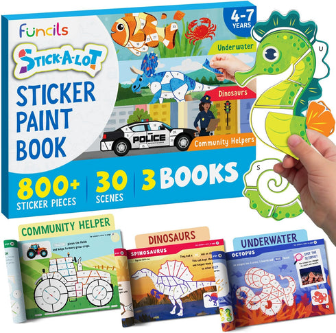 Funcils Paint by Sticker & Number for Kids - 30 Color by