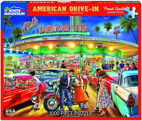 White Mountain Puzzles American Drive-in - 1000 Piece Jigsaw Puzzle