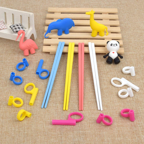 Training Chopsticks, Cute Animal Shape Learning Chopsticks for Kids, 4 Pack for Right or Left Handed