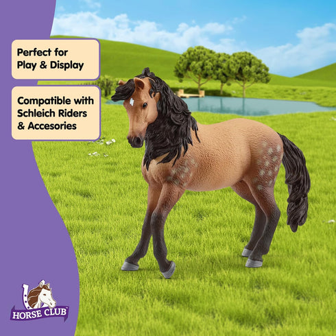 5 5+ 14894 Schleich Horse Club - Andalusian Mare Figurine with Spotted Brown Coat - Realistic Horse Toy with Long Black