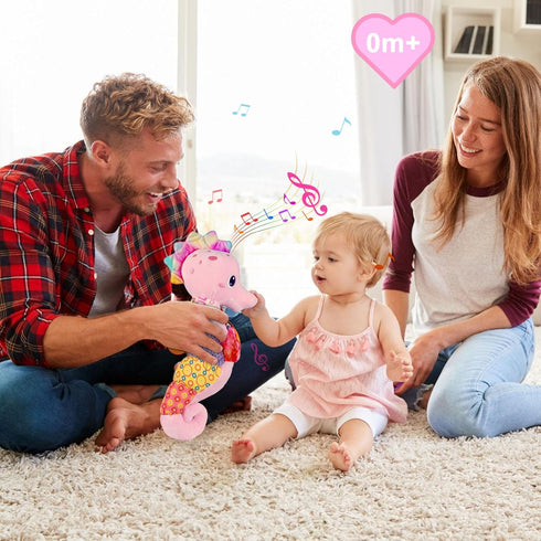 Baby Girl Toys 0-6 Months, Infant Musical Stuffed Animals with Bright Colors, Crinkle Sound Paper, Multi-Textures &