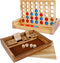 Glintoper Classic Wood Shut The Box & 4 in a Row Tables Game Set, Rustic Coffee Table Decor for Kids Family